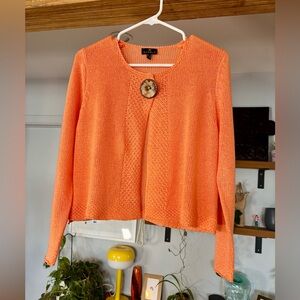Marble Orange Knit Cardigan | Oversized Button | Size S